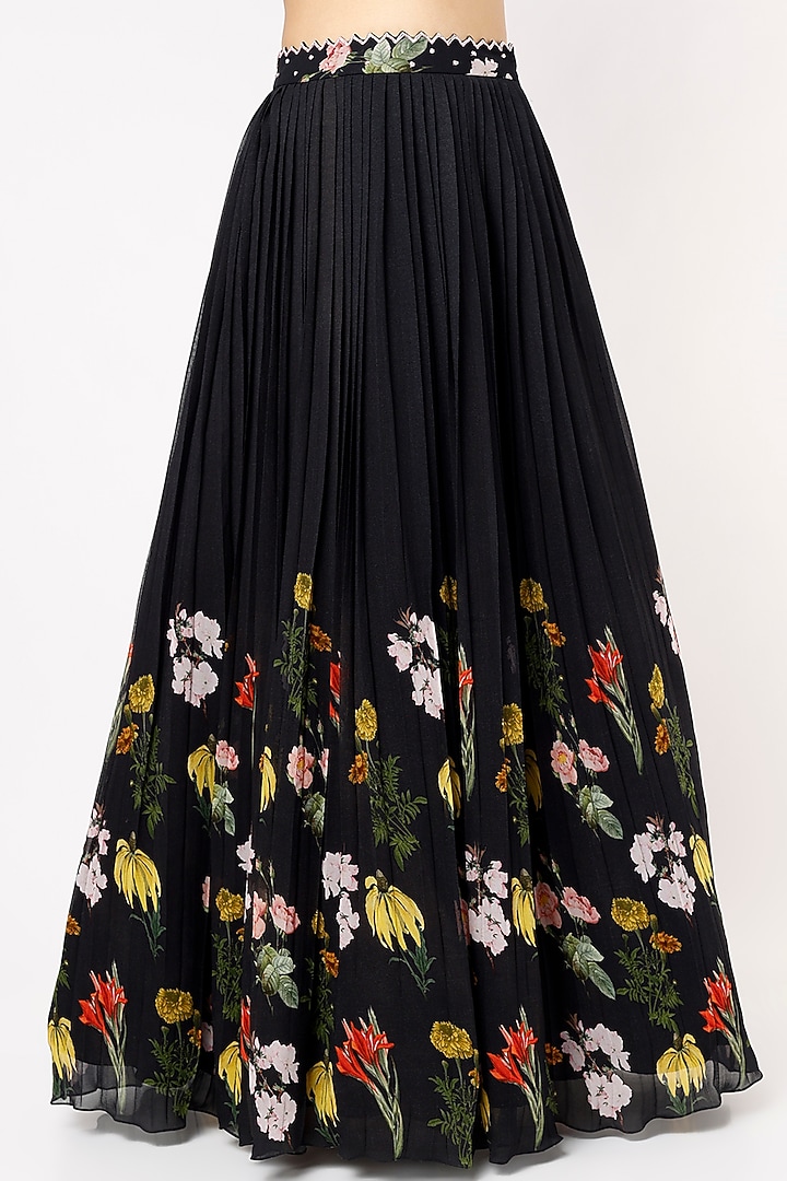 Black Georgette Embroidered Wedding Lehenga Set by Nea by Nikita Tiwari at Pernia's Pop Up Shop