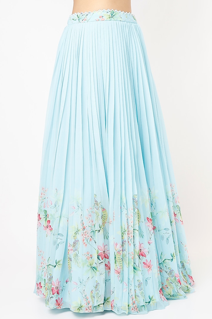 Ice Blue Georgette Embroidered Wedding Lehenga Set by Nea by Nikita Tiwari at Pernia's Pop Up Shop
