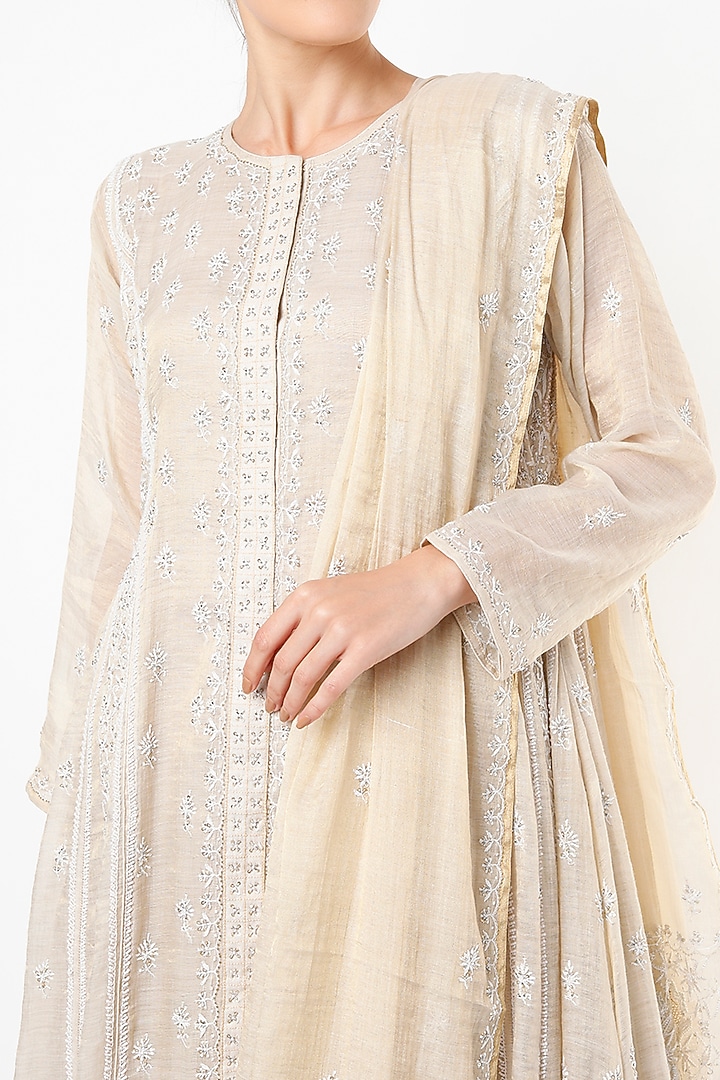 Gold Embroidered Wedding Anarkali Set by Vritti by Shweta Agarwal at Pernia's Pop Up Shop