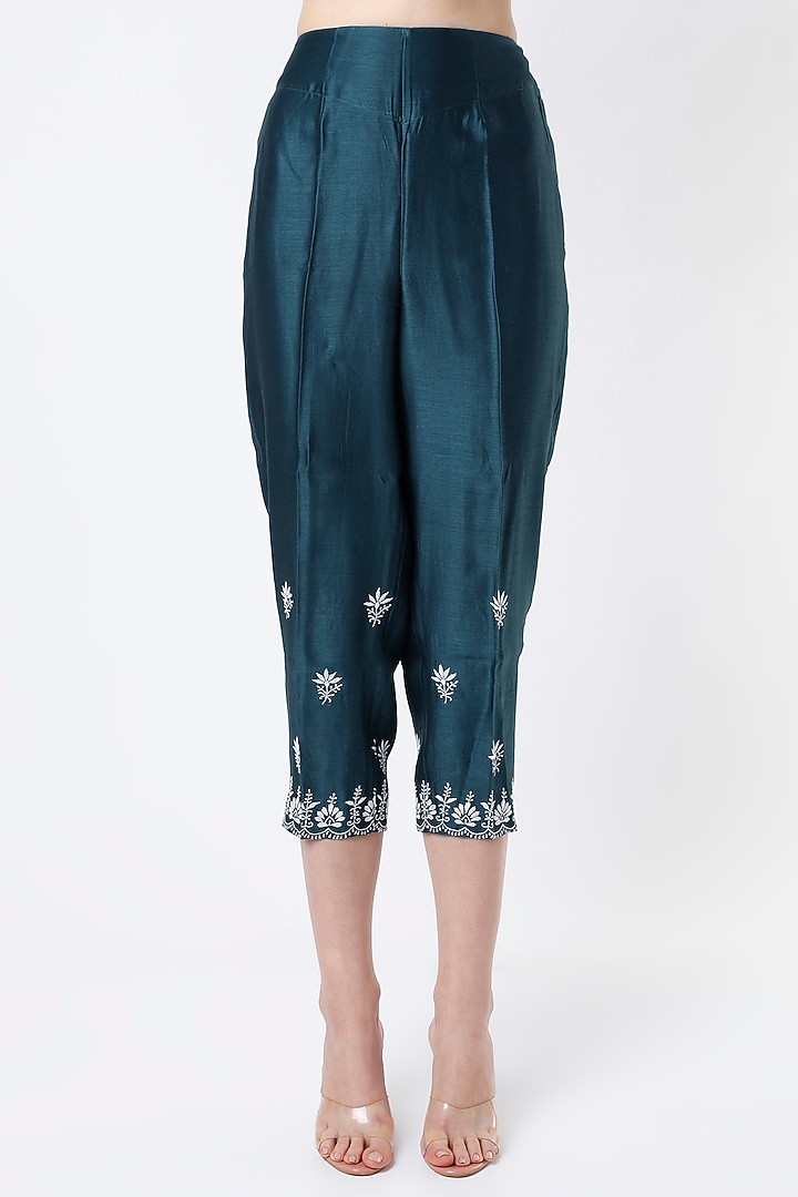 Opal Blue Embroidered Short Party Wear Anarkali Set by Vritti by Shweta Agarwal at Pernia's Pop Up Shop