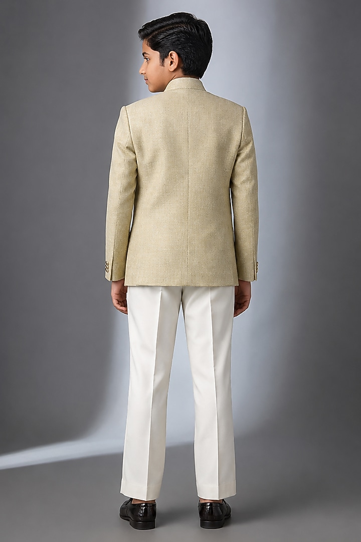 Mint Green Matka Silk Hand Work Jodhpuri Bandhgala Set For Boys by Nero by Shaifali & Satya Kids at Pernia's Pop Up Shop