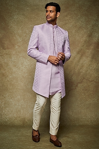 Lilac Jacquard Indowestern Set by Nero by Shaifali & Satya