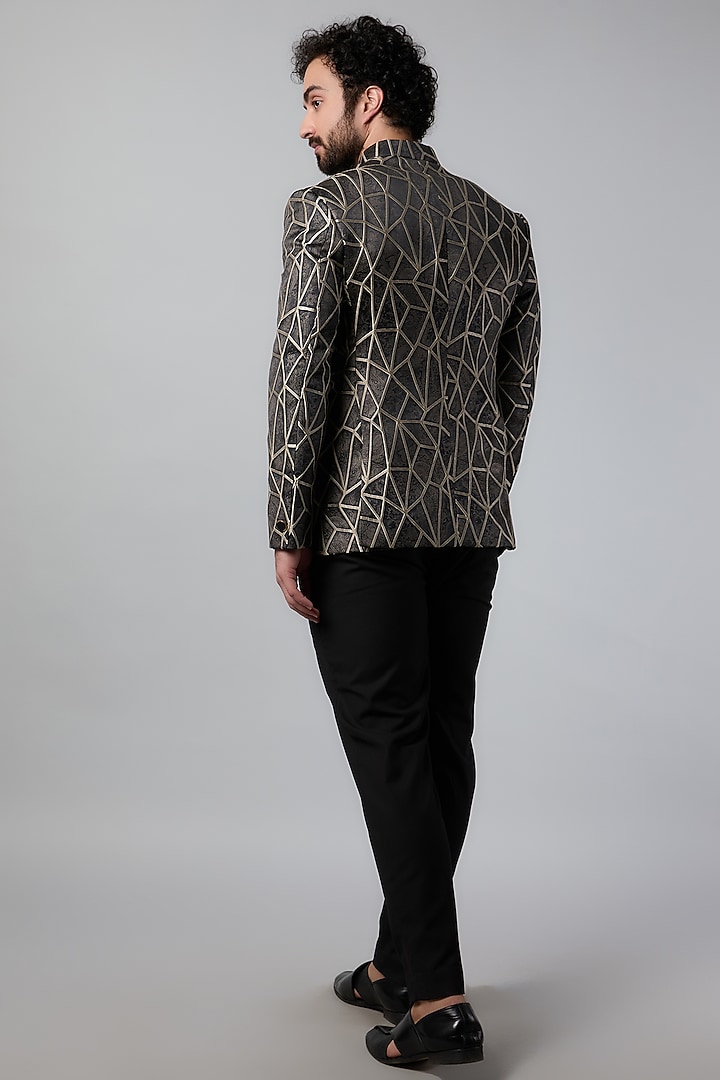 Black Jacquard Wedding Bandhgala Set by Nero by Shaifali & Satya at Pernia's Pop Up Shop