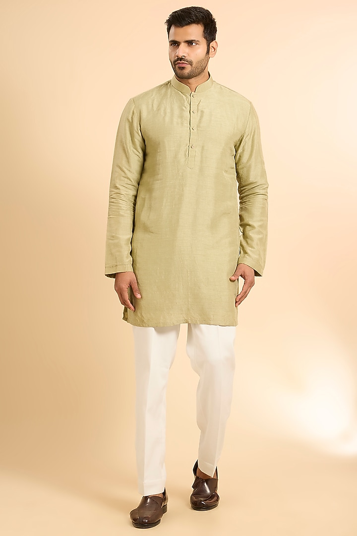 Green Silk Handwork Open Bundi Jacket Set by Nero by Shaifali & Satya at Pernia's Pop Up Shop