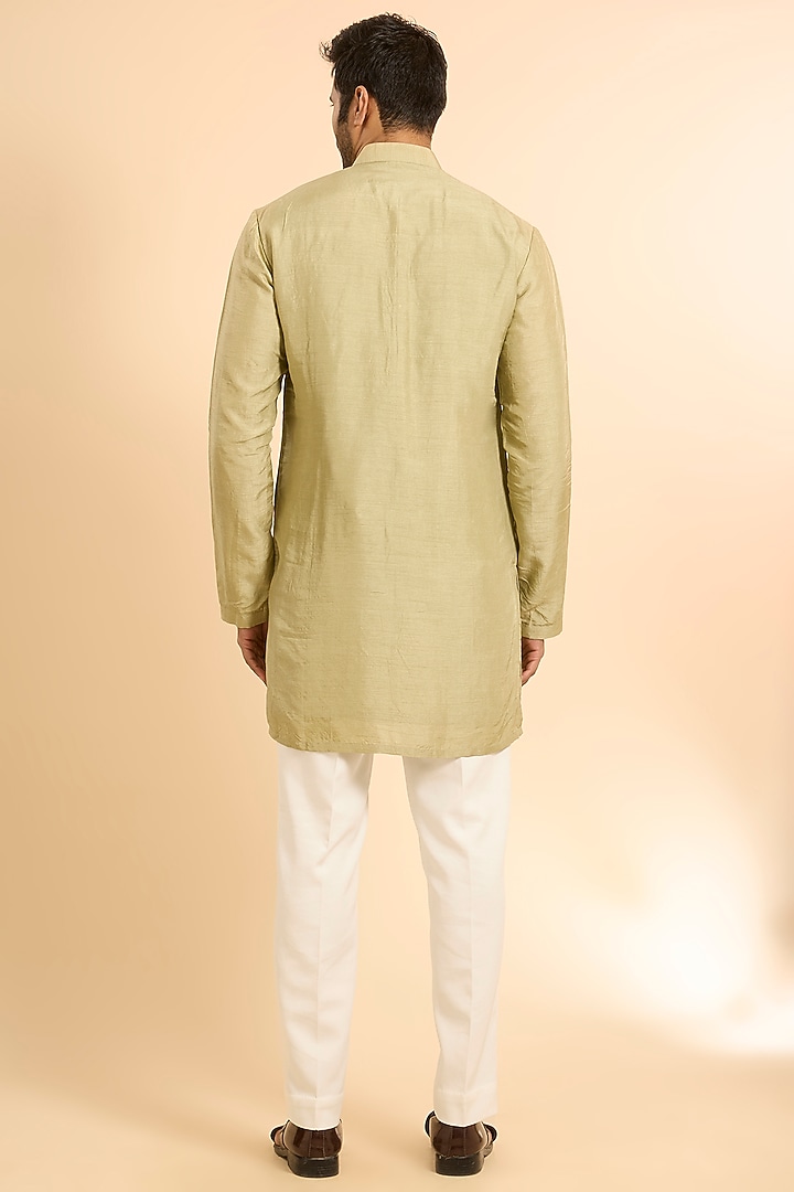 Green Silk Handwork Open Bundi Jacket Set by Nero by Shaifali & Satya at Pernia's Pop Up Shop