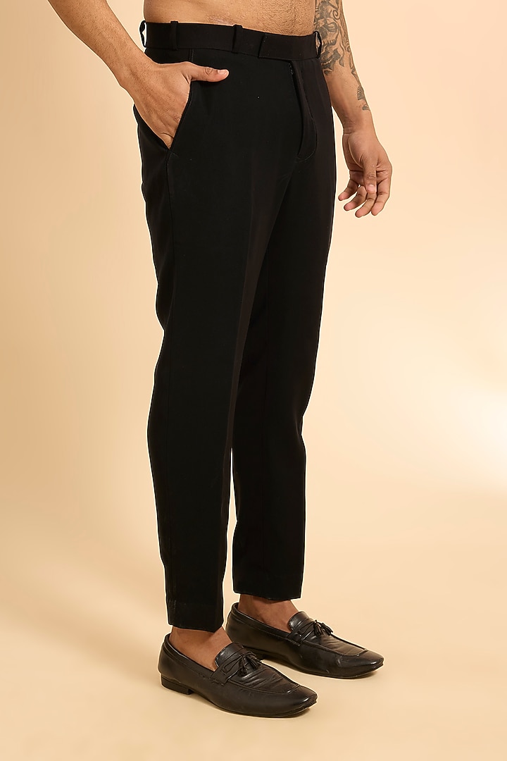 Black Suede Threadwork Jodhpuri Set by Nero by Shaifali & Satya at Pernia's Pop Up Shop