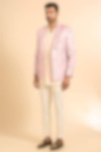 Pink Silk Printed Open Blazer Set by Nero By Shaifali & Satya at Pernia's Pop Up Shop