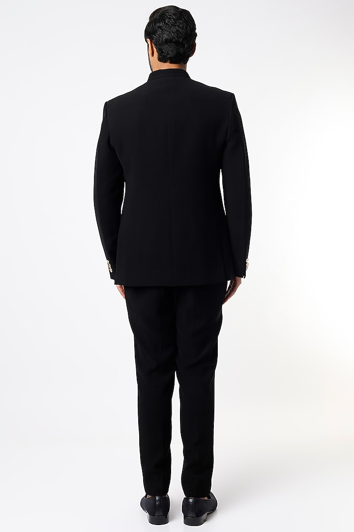 Black Embroidered Wedding Bandhgala Jacket Set by Nero by Shaifali & Satya at Pernia's Pop Up Shop
