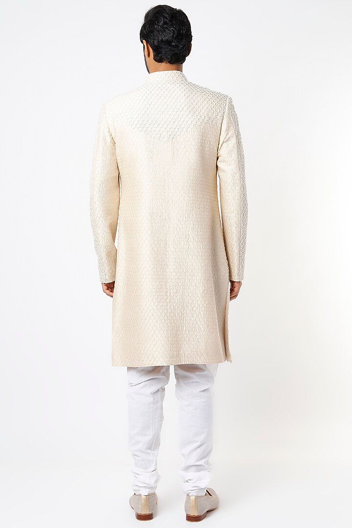 Off-White Embroidered Groom Sherwani Set by Nero by Shaifali & Satya at Pernia's Pop Up Shop