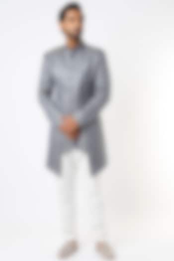 Grey Suiting Indowestern Jacket Set by Nero by Shaifali & Satya