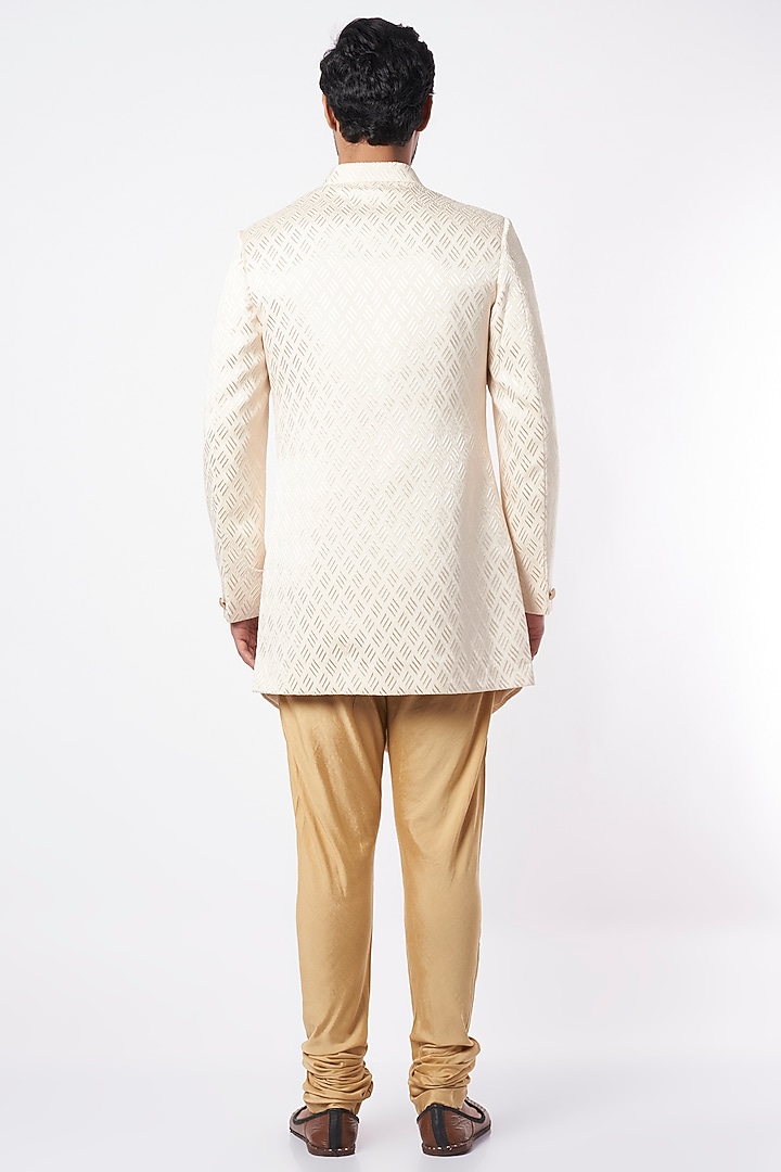 Off-White Suiting Wedding Sherwani Set by Nero by Shaifali & Satya at Pernia's Pop Up Shop