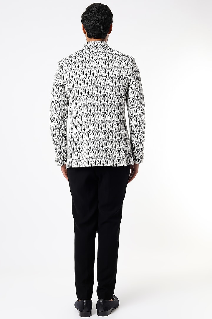 Black & White Wedding Bandhgala Jacket Set by Nero by Shaifali & Satya at Pernia's Pop Up Shop