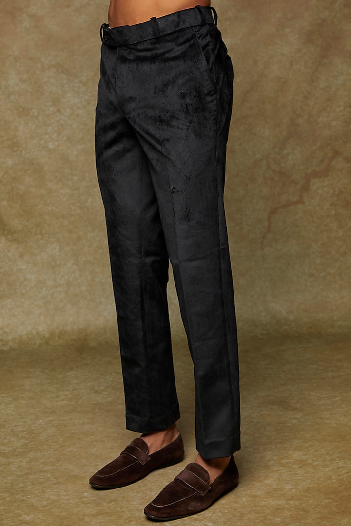 Black Suede Embroidered Jodhpuri Jacket Set by Nero by Shaifali & Satya at Pernia's Pop Up Shop