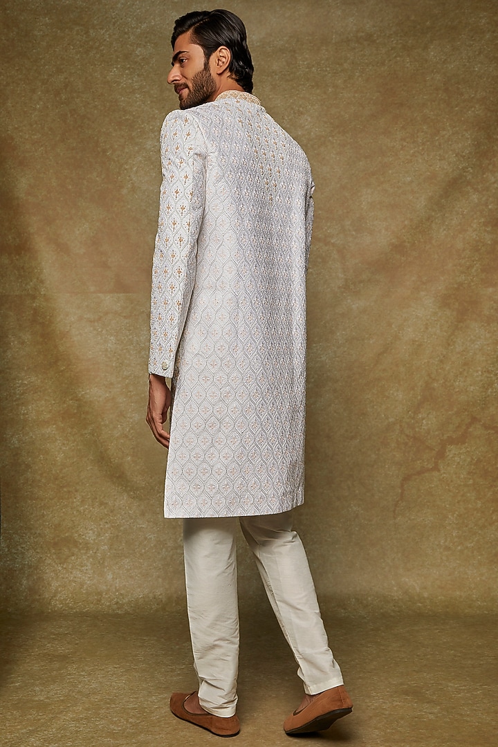 Sitara Lucknowi Embroidered Sherwani Set with Silk Bottom