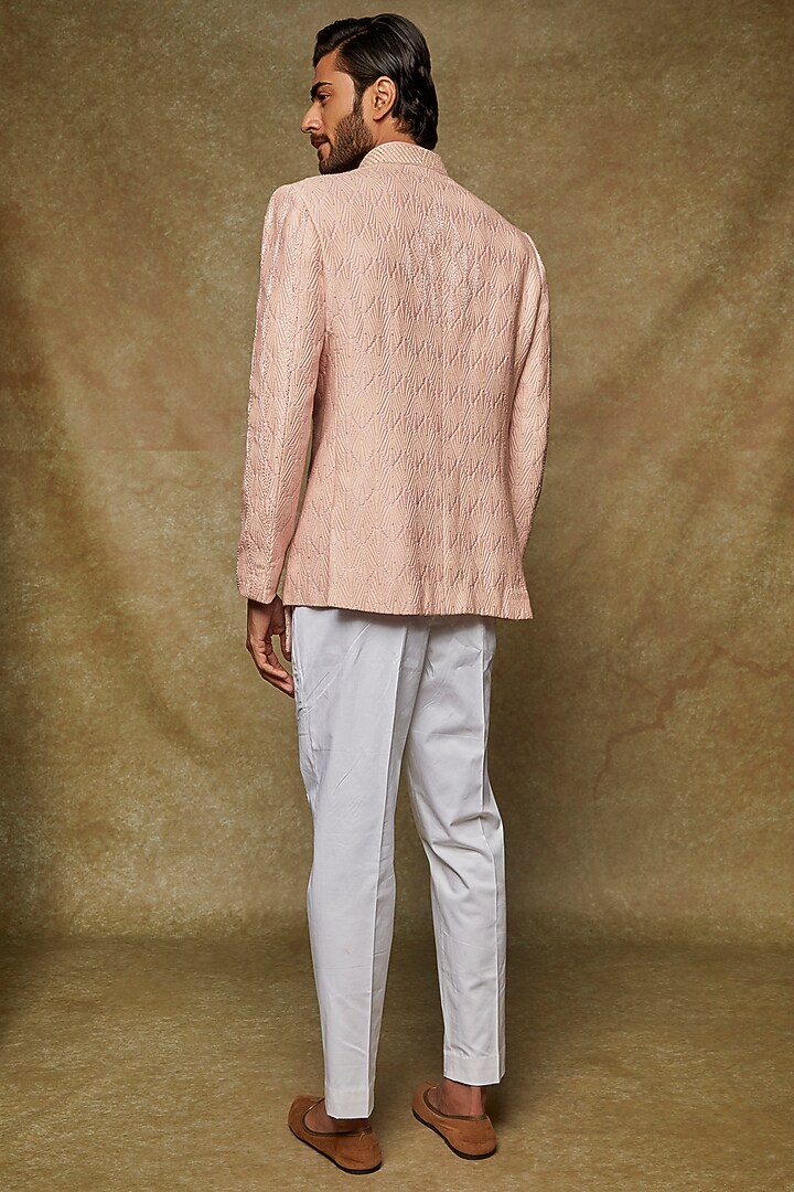 Pink Lucknowi Embroidered Jodhpuri Jacket Set by Nero by Shaifali & Satya at Pernia's Pop Up Shop