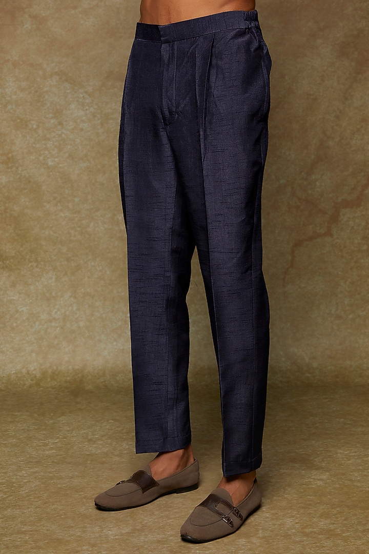 Navy Blue Lucknowi Embroidered Bundi Jacket With Kurta Set by Nero by Shaifali & Satya at Pernia's Pop Up Shop