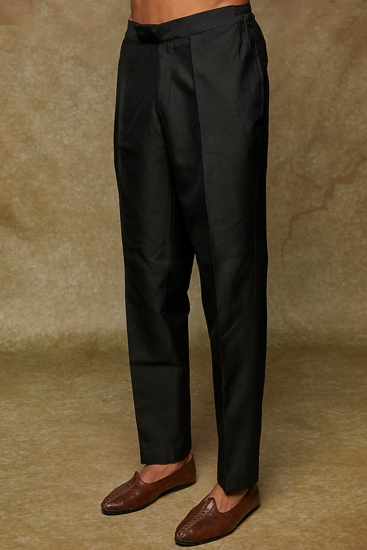 Black Suede Embroidered Wedding Indowestern Jacket Set by Nero by Shaifali & Satya at Pernia's Pop Up Shop