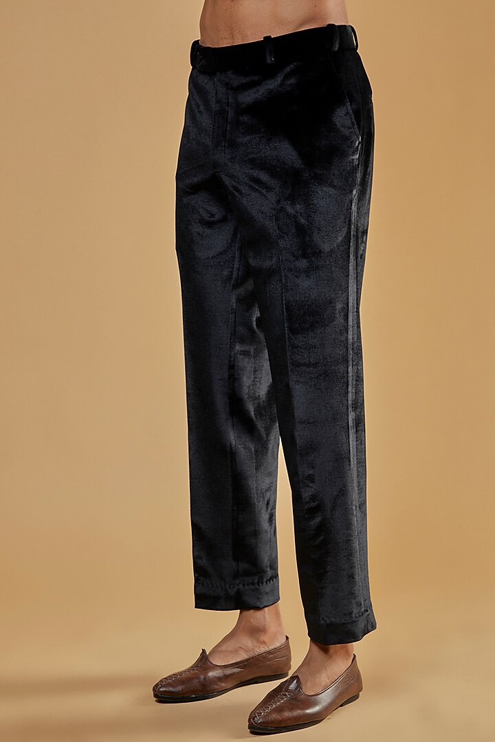 Black Suede Embroidered Jodhpuri Set by Nero by Shaifali & Satya at Pernia's Pop Up Shop