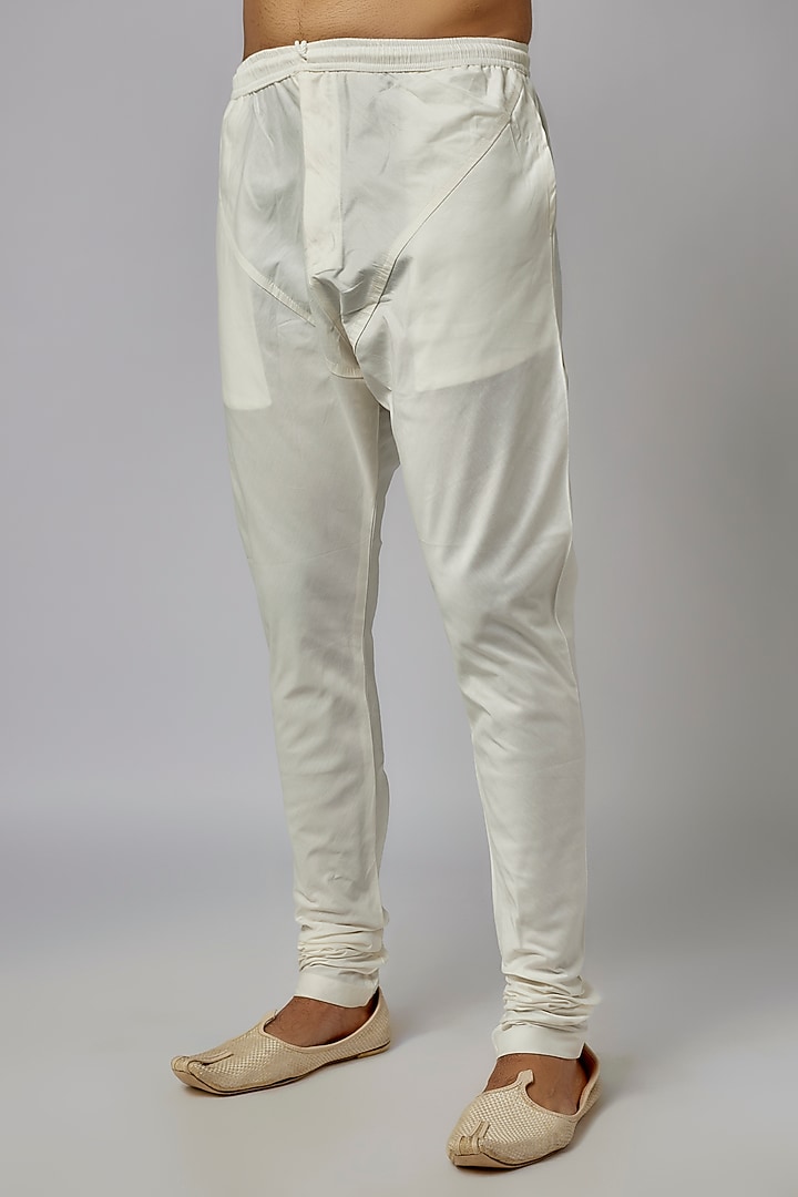 White Silk Zari Embroidered Wedding Sherwani Set by Nero by Shaifali & Satya at Pernia's Pop Up Shop