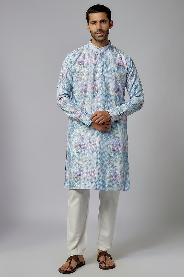 Multi-Colored Cotton Silk Printed Kurta Set by Nero by Shaifali & Satya