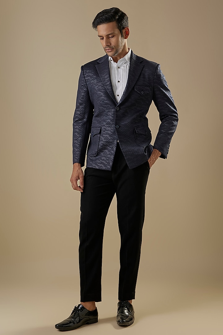 Blue Suiting Blazer by Nero By Shaifali & Satya