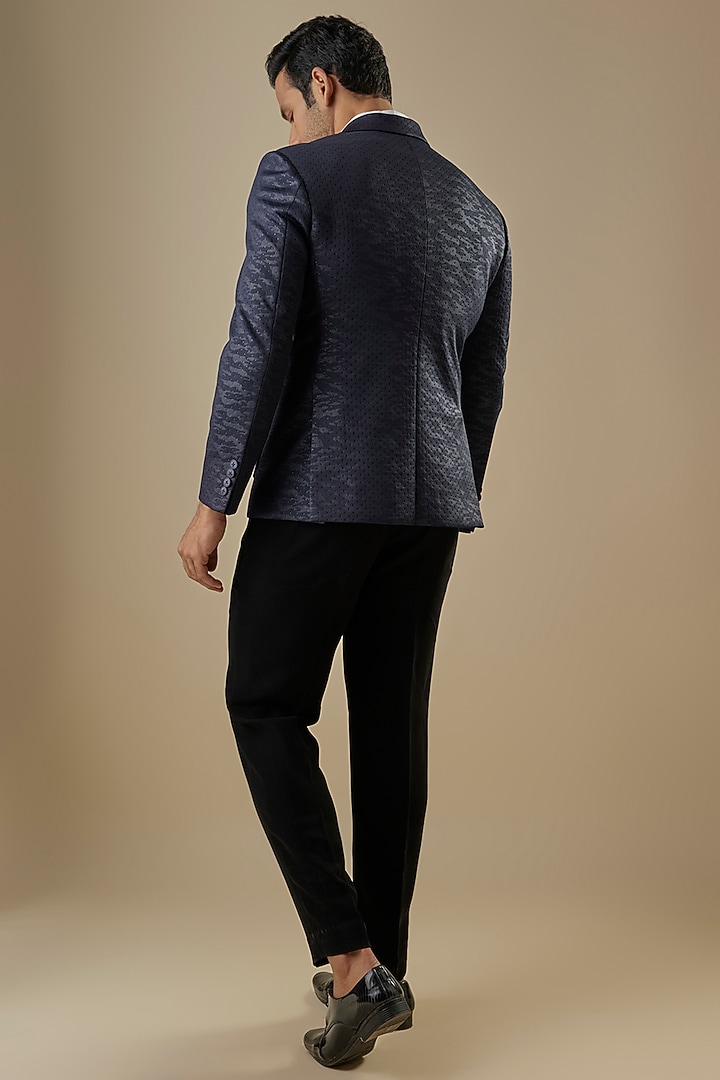 Blue Suiting Blazer by Nero By Shaifali & Satya at Pernia's Pop Up Shop
