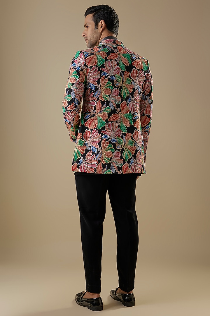 Multi-Colored Silk Abstract Printed Open-Jacket Set by Nero By Shaifali & Satya at Pernia's Pop Up Shop