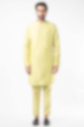 Mint Green Raw Silk Kurta Set by Nero By Shaifali & Satya at Pernia's Pop Up Shop