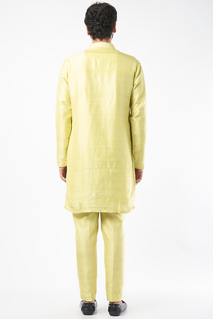 Mint Green Raw Silk Kurta Set by Nero By Shaifali & Satya at Pernia's Pop Up Shop