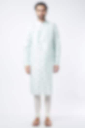 Sky Blue Kurta Set With Mirror Work by Nero By Shaifali & Satya at Pernia's Pop Up Shop