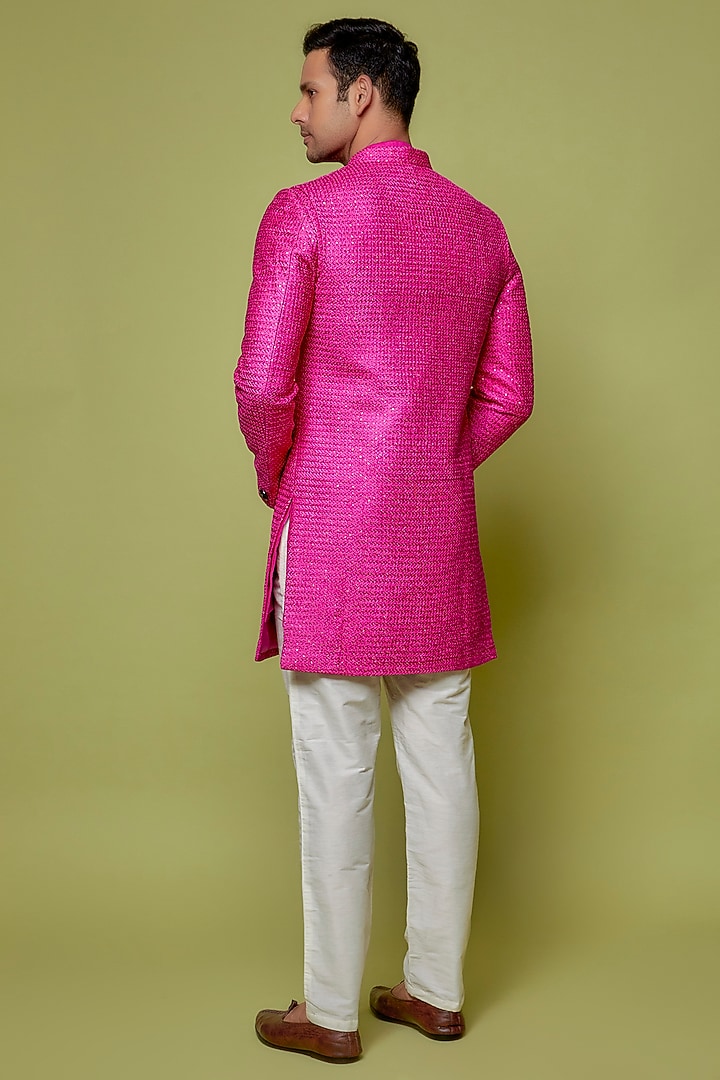 Pink Lucknowi Bundi Jacket With Kurta Set by Nero by Shaifali & Satya at Pernia's Pop Up Shop