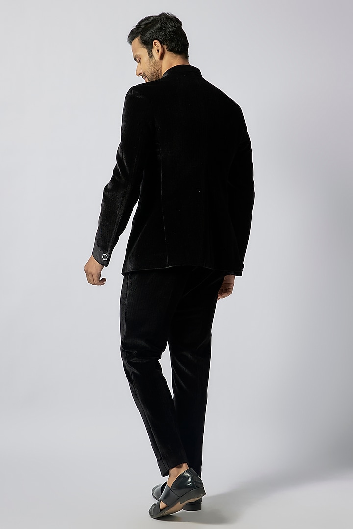Black Velvet Handwork Jodhpuri Set by Nero by Shaifali & Satya at Pernia's Pop Up Shop