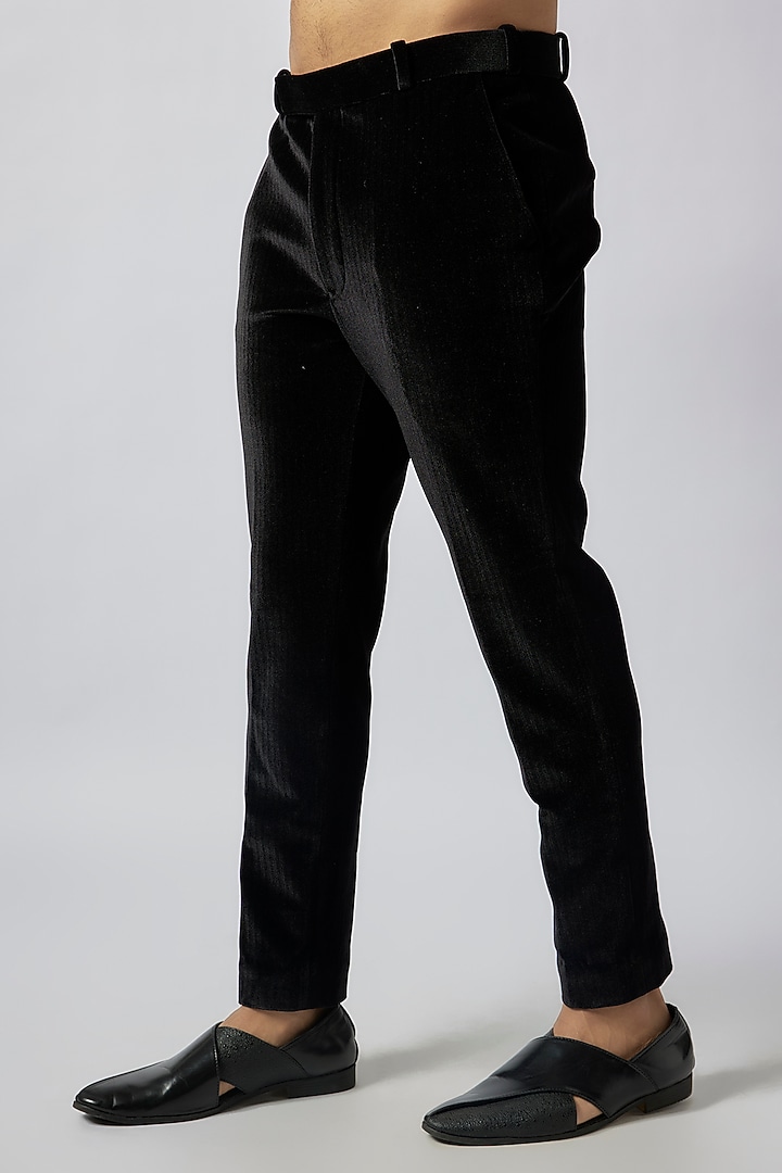 Black Velvet Handwork Jodhpuri Set by Nero by Shaifali & Satya at Pernia's Pop Up Shop
