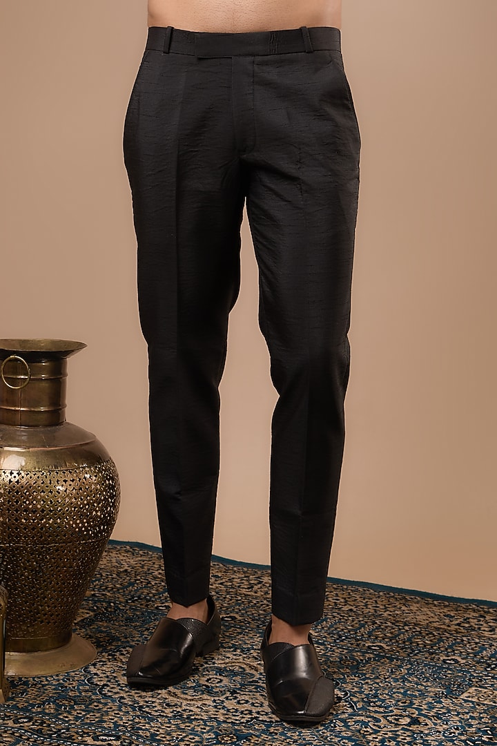Black Silk Thread Work Jodhpuri Set by Nero by Shaifali & Satya at Pernia's Pop Up Shop