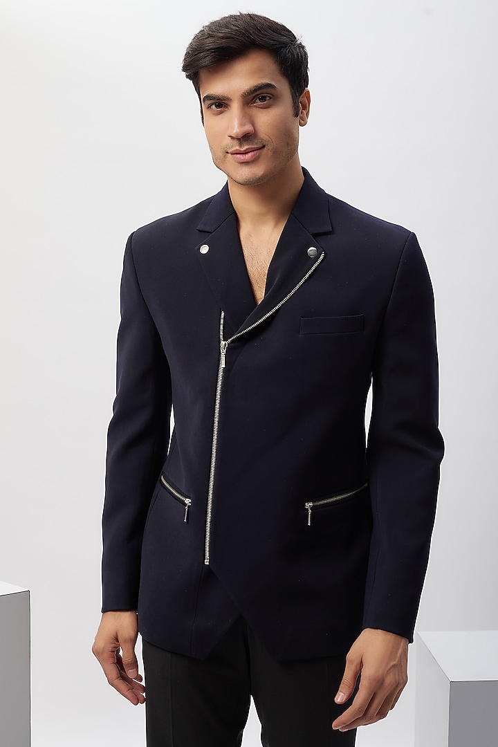 Blue Boomario Jacket by Nero by Shaifali & Satya at Pernia's Pop Up Shop