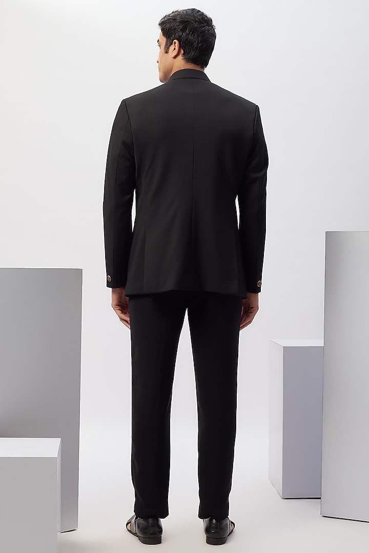 Black Suiting Hand Work Jodhpuri Set by Nero by Shaifali & Satya at Pernia's Pop Up Shop