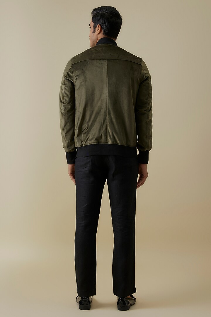 Green Suede Jacket by Nero By Shaifali & Satya at Pernia's Pop Up Shop