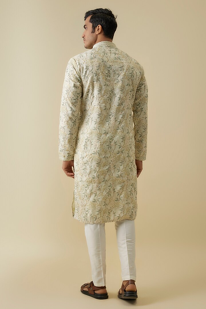 Ivory Silk Printed Kurta Set by Nero By Shaifali & Satya at Pernia's Pop Up Shop