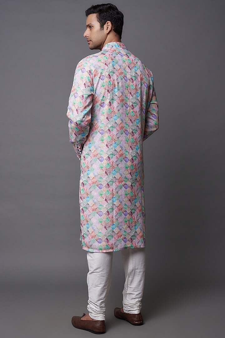 Multi-Colored Ruby Silk Printed Kurta Set by Nero by Shaifali & Satya at Pernia's Pop Up Shop