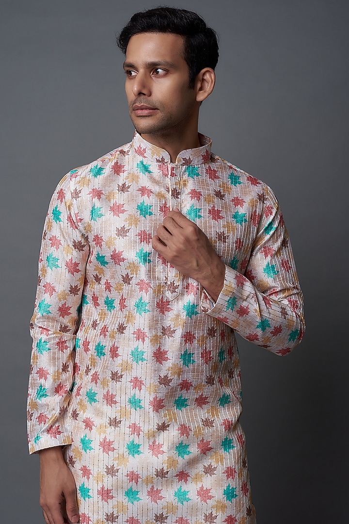 Multi-Colored Art Silk Printed Kurta Set by Nero by Shaifali & Satya at Pernia's Pop Up Shop