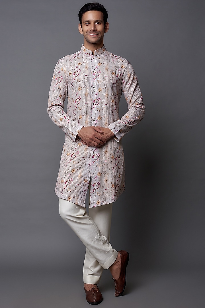 Ivory Cotton Floral Printed Kurta Set by Nero by Shaifali & Satya