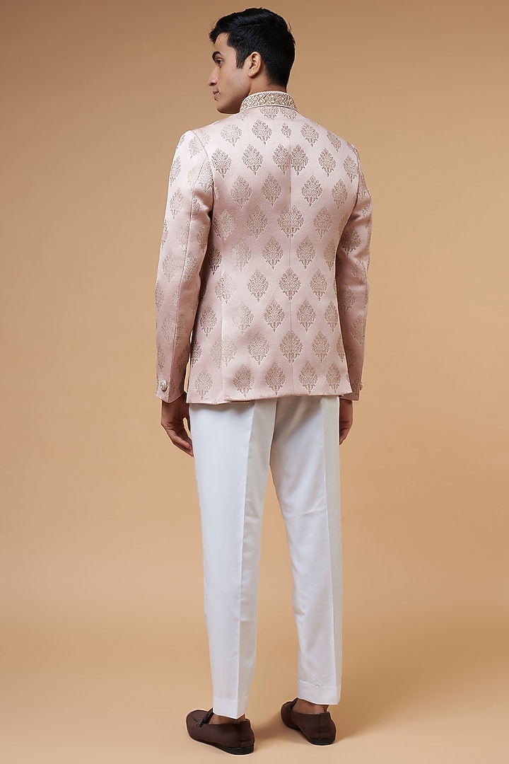 Pink Jacquard Embroidered Jodhpuri Set by Nero by Shaifali & Satya at Pernia's Pop Up Shop