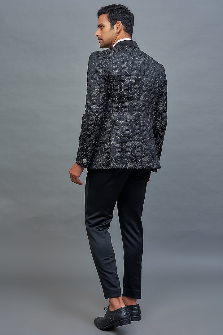 Black Satin Tuxedo Set by Nero by Shaifali & Satya at Pernia's Pop Up Shop
