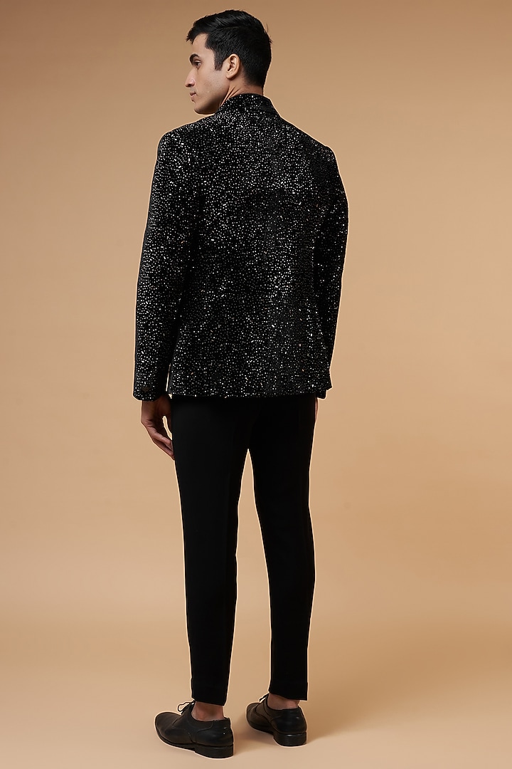 Black Velvet Embroidered Blazer Set by Nero by Shaifali & Satya at Pernia's Pop Up Shop