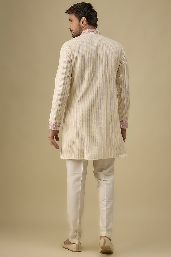 Ivory Lucknowi Mirror Work Kurta Set by Nero by Shaifali & Satya at Pernia's Pop Up Shop