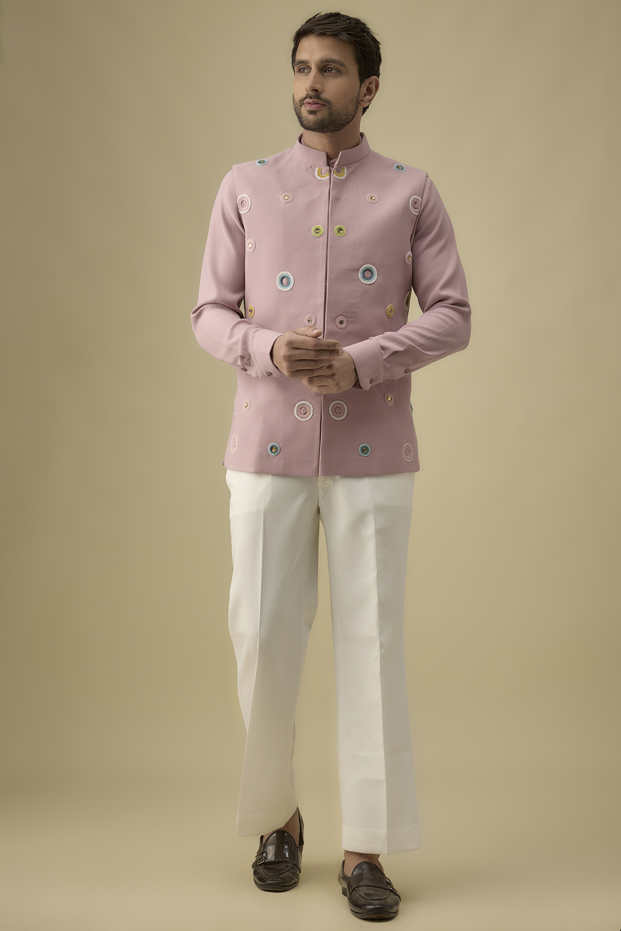 Pink Boomario Hand Embroidered Bundi Jacket Set by Nero by Shaifali & Satya