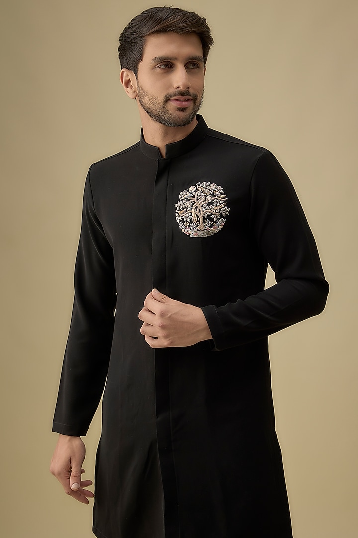 Black Boomario Zardosi Handwork Kurta Set by Nero by Shaifali & Satya at Pernia's Pop Up Shop
