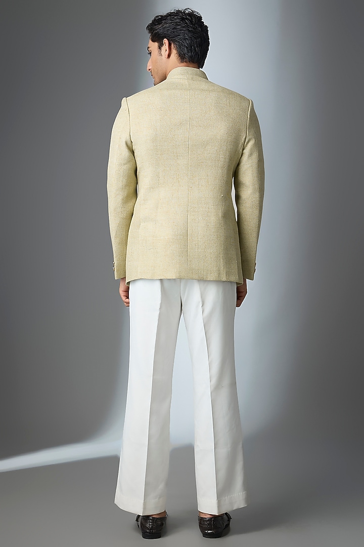 Green Matka Silk Hand Work Jodhpuri Set by Nero by Shaifali & Satya at Pernia's Pop Up Shop