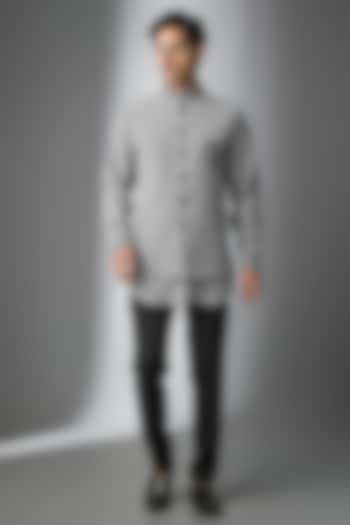 Grey Boomario Fabric Handwork Bundi Jacket Set by Nero By Shaifali & Satya at Pernia's Pop Up Shop