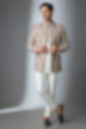 Multi-Colored Silk Threadwork Open Jacket Set by Nero By Shaifali & Satya at Pernia's Pop Up Shop